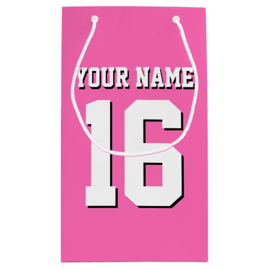 Hot Pink Sporty Team Jersey Klein Cadeauzakje (Achterkant)