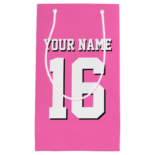 Hot Pink Sporty Team Jersey Klein Cadeauzakje (Voorkant)