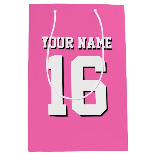 Hot Pink Sporty Team Jersey Medium Cadeauzakje (Voorkant)