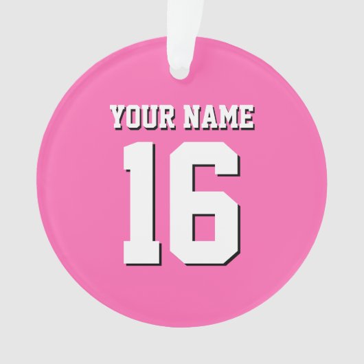 Hot Pink Sporty Team Jersey Ornament (voorkant)