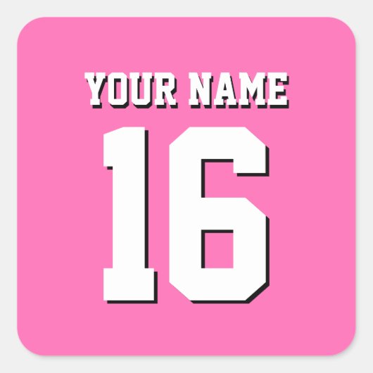Hot Pink Sporty Team Jersey Vierkante Sticker (Voorkant)