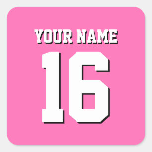 Hot Pink Sporty Team Jersey Vierkante Sticker