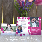 Hot Pink Spring Tulpen Sweet 16 Uitnodigingen
