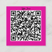 Hot Pink Square Stylist Custom Logo met QR-code Vierkante Visitekaartje (Achterkant)