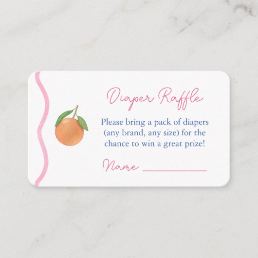 Hot Pink Squiggle Citrus Baby shower Luier Raffle Informatiekaartje (Voorkant)