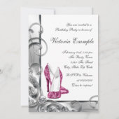 Hot Pink stapt op naar 50 verjaardagsfeestje Kaart (Achterkant)