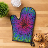 Hot Pink Starburst Oven Mitt en Pot Houders Ovenwant (Top down)