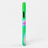 Hot Pink Stargazer Lily op Turquoise en Green Case-Mate iPhone Case (Achterkant/rechts)