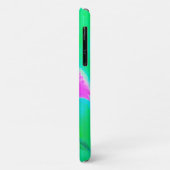 Hot Pink Stargazer Lily op Turquoise en Green Case-Mate iPhone Case (Achterkant/links)