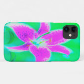 Hot Pink Stargazer Lily op Turquoise en Green Case-Mate iPhone Case (Achterkant (horizontaal))
