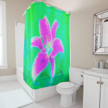 Hot Pink Stargazer Lily op Turquoise en Green