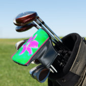 Hot Pink Stargazer Lily op Turquoise en Green Golfheadcover (Insitu)