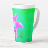 Hot Pink Stargazer Lily op Turquoise en Green Latte Mok (Rechterhoek)