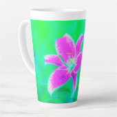 Hot Pink Stargazer Lily op Turquoise en Green Latte Mok (Linkerhoek)