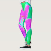 Hot Pink Stargazer Lily op Turquoise en Green Leggings (Links)