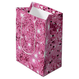Hot Pink Stars Sequin Glitter Medium Cadeauzakje