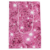 Hot Pink Stars Sequin Glitter Medium Cadeauzakje (Achterkant)