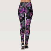 Hot Pink Stencil Bloemen Leggings (Achterkant)