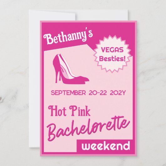 Hot Pink Stiletto Hakken Bachelorette uitnodiging (Voorkant)