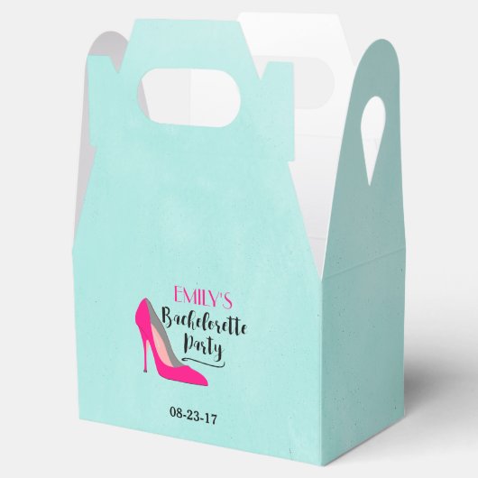 Hot Pink Stiletto High Hiel Bachelorette Party Bedankdoosjes (Geopend)