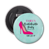 Hot Pink Stiletto High Hiel Bachelorette Party Button Flesopener (Voorkant)