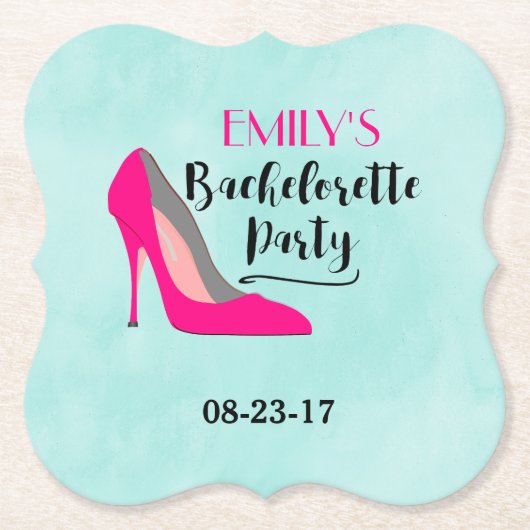 Hot Pink Stiletto High Hiel Bachelorette Party Kartonnen Onderzetters (Voorkant)