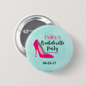 Hot Pink Stiletto High Hiel Bachelorette Party Ronde Button 5,7 Cm (Voorkant /achterkant)