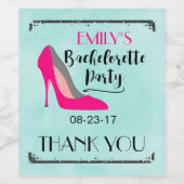 Hot Pink Stiletto High Hiel Bachelorette Party Wijn Etiket (Enkel label)