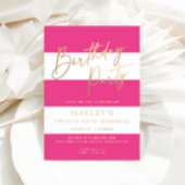 Hot Pink Stripe Goud Verjaardag Kaart