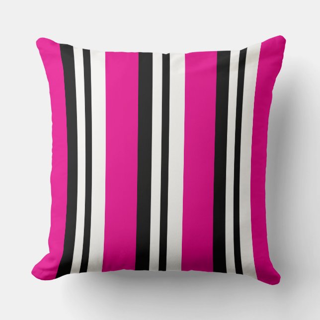 Hot Pink Stripe Reversible Love Pillow Kussen (Voorkant)