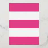 Hot Pink Stripe Verjaardag Folie Invitation Uitnodiging (Achterkant)