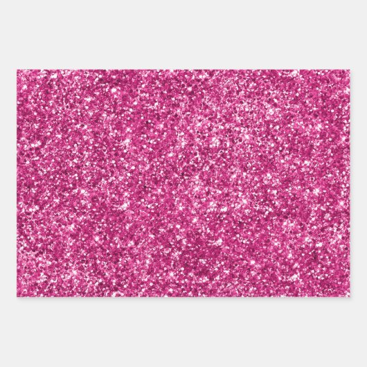 Hot Pink Stripes Glitter Inpakpapier Vel (Voorkant 2)
