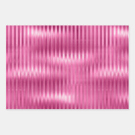 Hot Pink Stripes Glitter Inpakpapier Vel