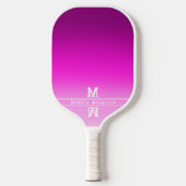 Hot Pink Stripes Monogram Initialen Pickleball Paddle (Voorkant)