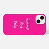 Hot Pink Summer Vibes Alleen Typografie iPhone Hoesje (Achterkant horizontaal)