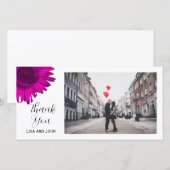 Hot Pink Sunflower Hartelijk dank Bedankkaart (Voorkant / Achterkant)