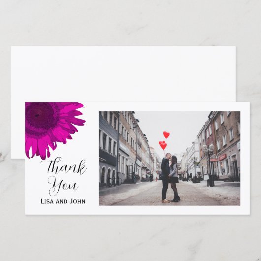 Hot Pink Sunflower Hartelijk dank Bedankkaart (Voorkant / Achterkant)