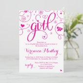 Hot Pink Super Girly Baby shower Uitnodiging (Staand voorkant)