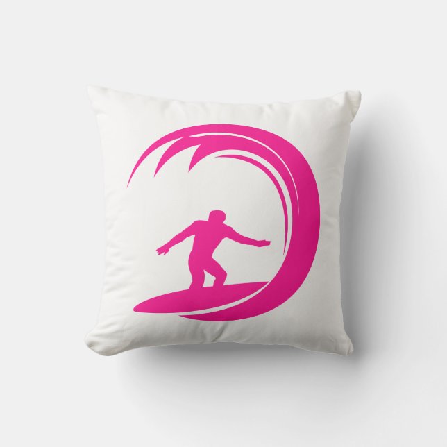 Hot Pink Surfing Kussen (Voorkant)