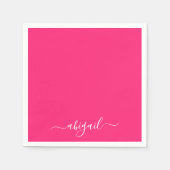 Hot Pink Swash Script Cocktail Servet (Voorkant)
