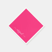 Hot Pink Swash Script Cocktail Servet (Hoek)