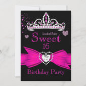 Hot Pink Sweet 16 Birthday Diamond Tiara 2 Kaart (Voorkant)