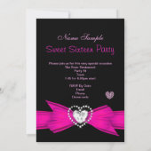 Hot Pink Sweet 16 Birthday Diamond Tiara 2 Kaart (Achterkant)