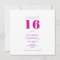 Hot Pink Sweet 16 Square Verjaardagsfeest