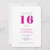 Hot Pink Sweet 16 Verjaardagsfeest Kaart (Voorkant)