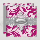 Hot Pink Swirls Quinceanera Uitnodigingen (Voorkant / Achterkant)