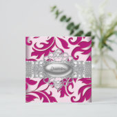 Hot Pink Swirls Quinceanera Uitnodigingen (Staand voorkant)