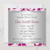 Hot Pink Swirls Quinceanera Uitnodigingen (Achterkant)