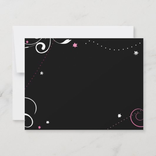 HOT PINK SWIRLS & STARS Bat Mitzvah Reply Card RSVP Kaartje (Achterkant)