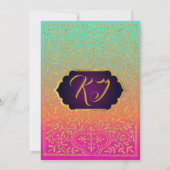 Hot Pink Tangerine Aqua Bollywood Arabische Nights Kaart (Achterkant)